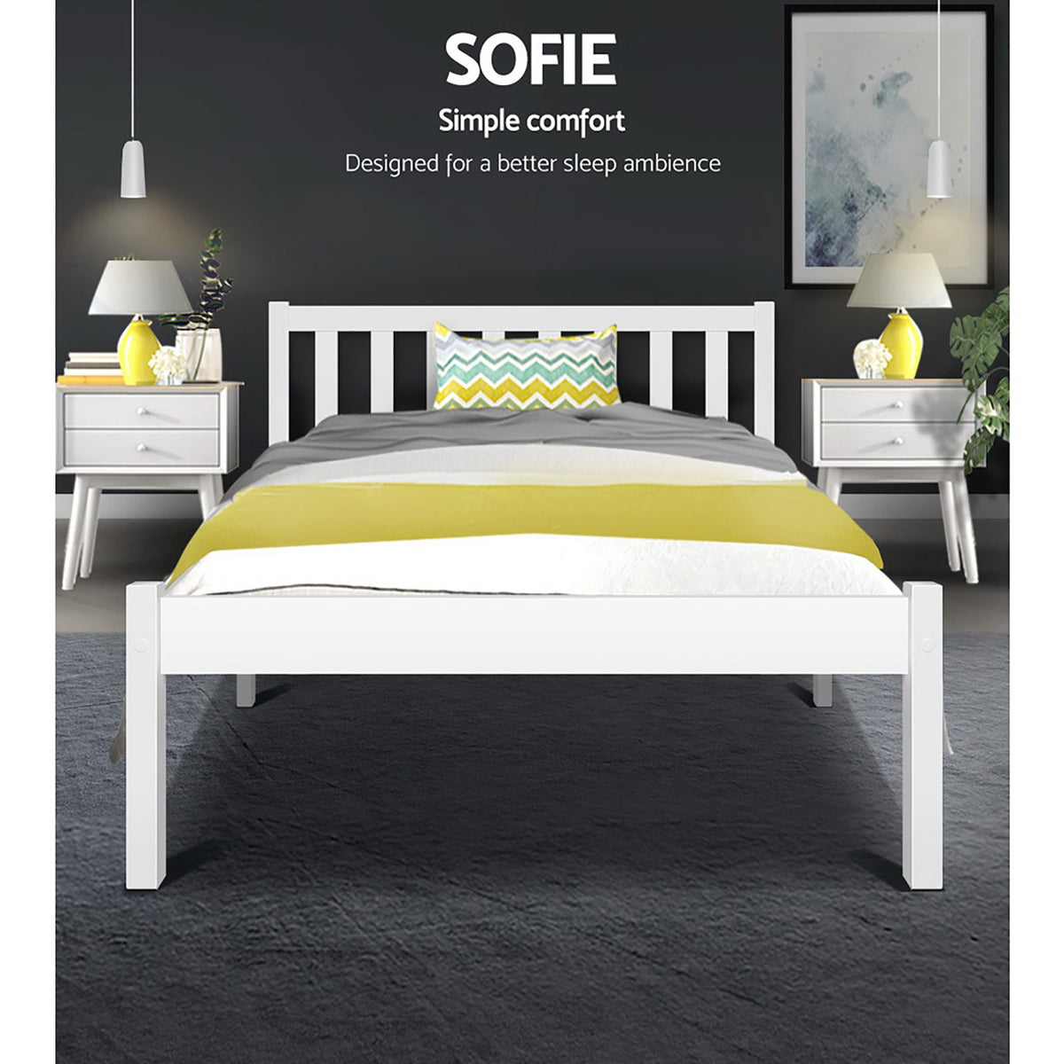 Bed Frame | King Single Size | Wooden | White | SOFIE