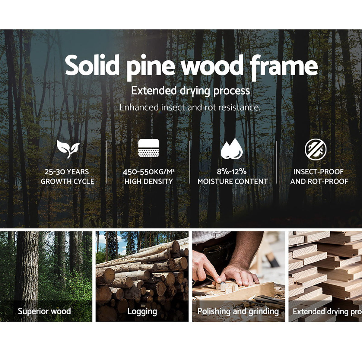 Bed Frame | King Single Size | Wooden | White | SOFIE