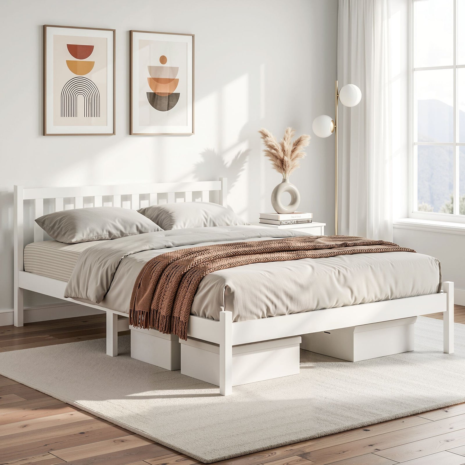 Bed Frame | Queen Size | Wooden | White | SOFIE