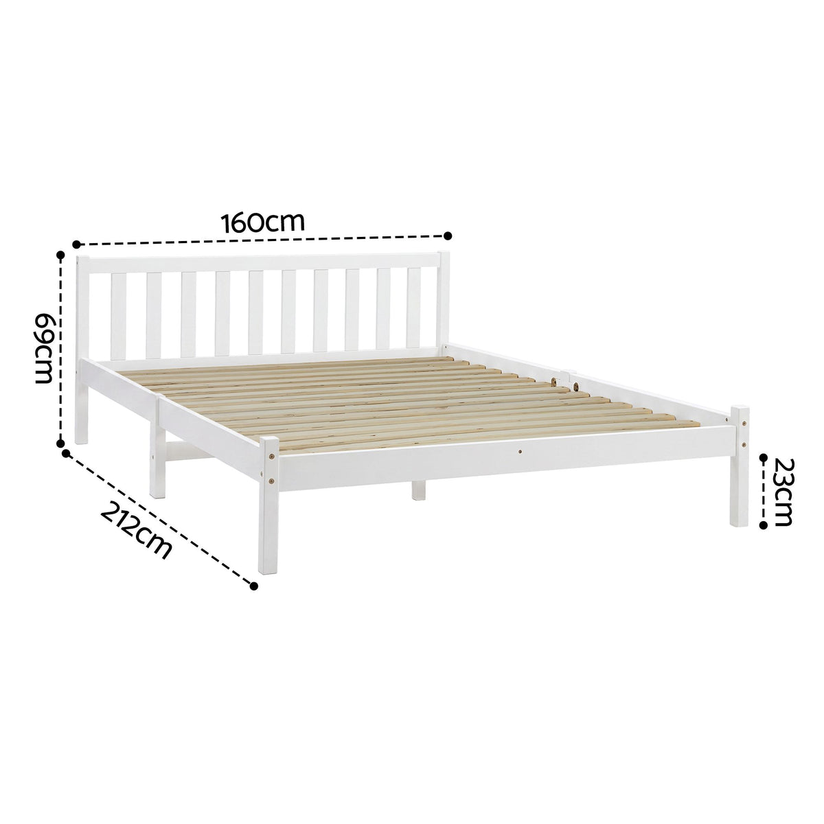 Bed Frame | Queen Size | Wooden | White | SOFIE