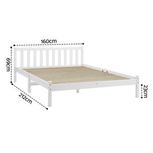Bed Frame | Queen Size | Wooden | White | SOFIE