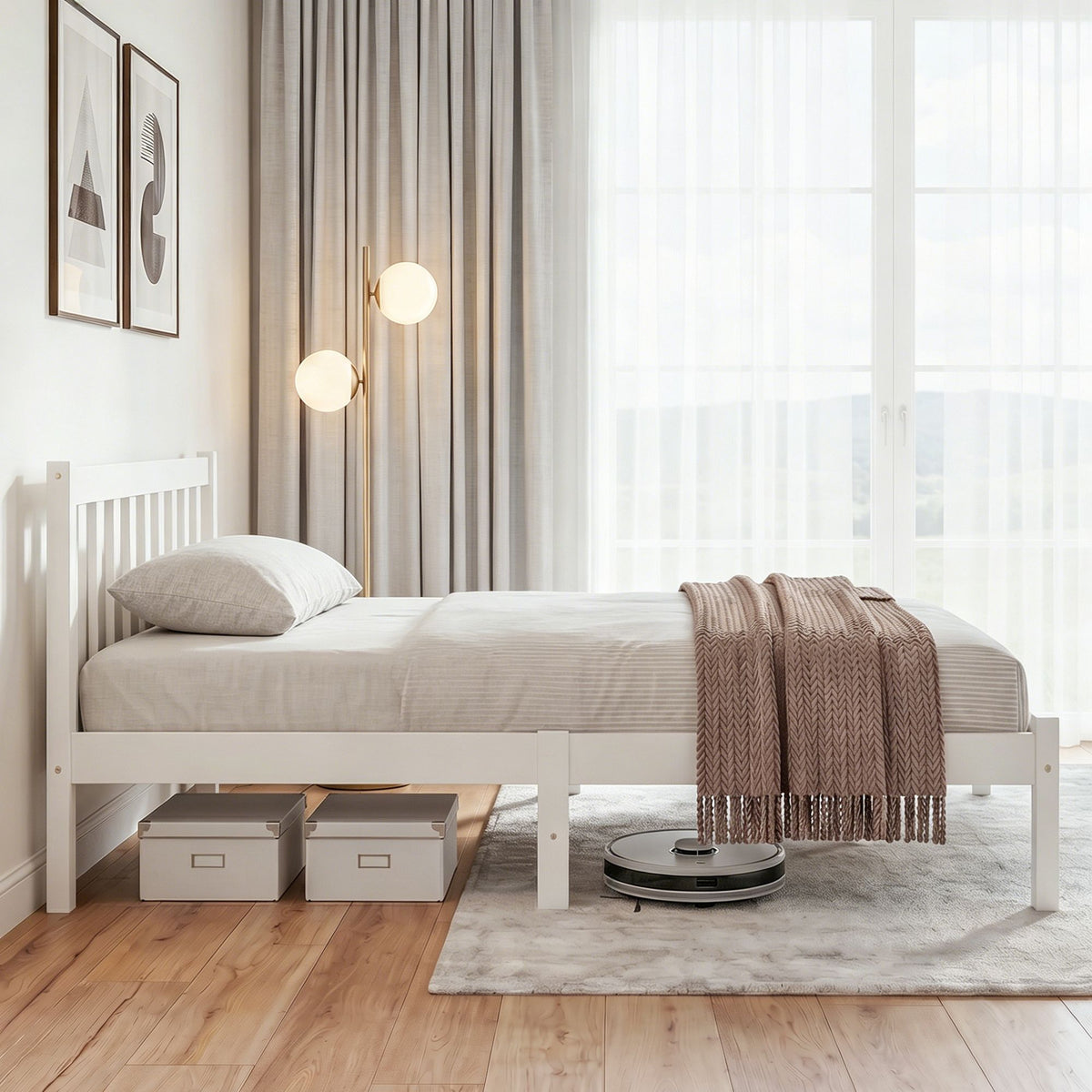 Bed Frame | Queen Size | Wooden | White | SOFIE
