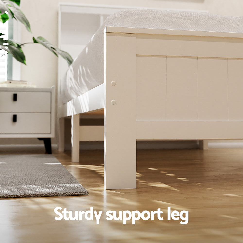 Artiss Bed Frame | King Single | Wooden | 2 Storage Drawers | White