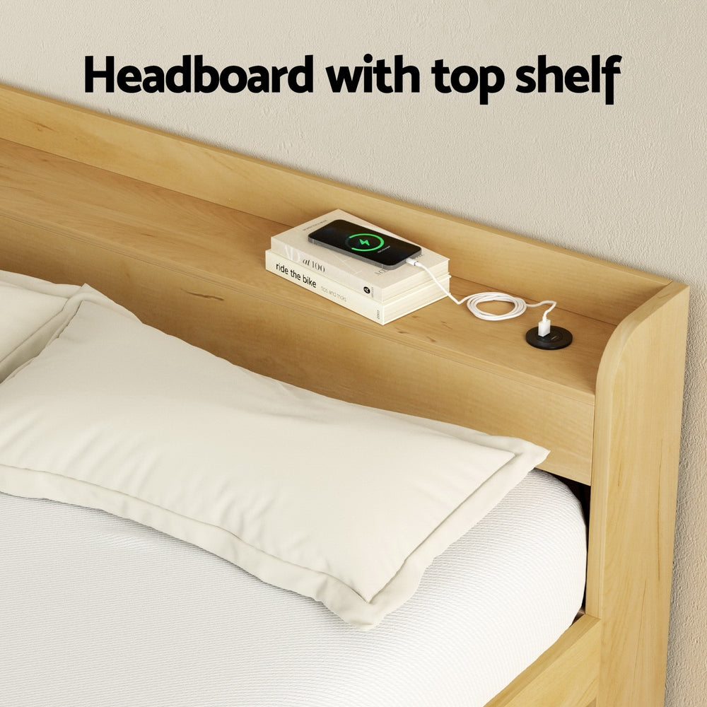 Artiss Bed Frame | Double Size | Charging Ports + 2 Drawers | AURA