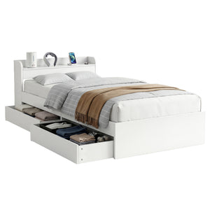 Artiss Bed Frame King Single Size with Charging Ports and 2 Drawers AURA