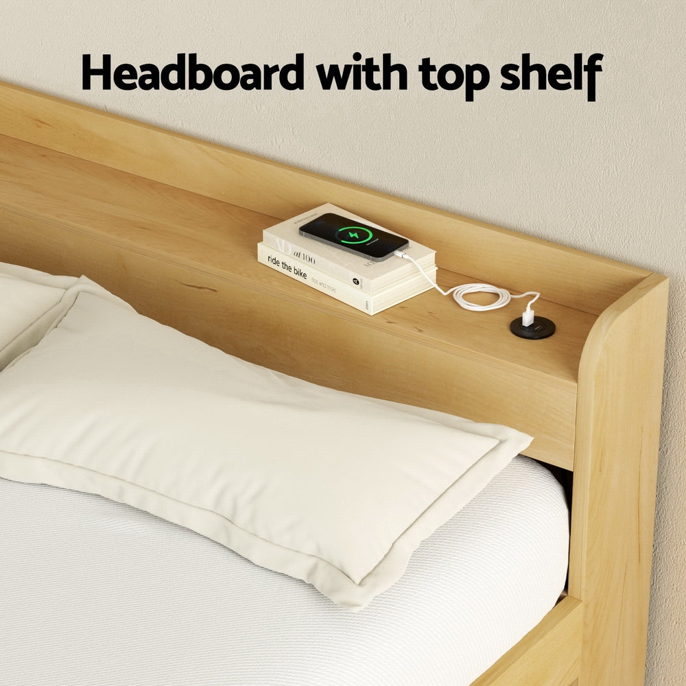 Artiss Bed Frame | Queen Size | Charging Ports + 2 Drawers | AURA