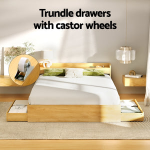 Artiss Bed Frame | Queen Size | Charging Ports + 2 Drawers | AURA