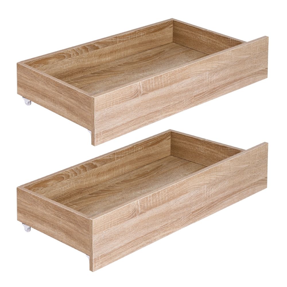 Under Bed Storage Drawers | 2 Pack | Wooden Rolling Drawers | Single & Double