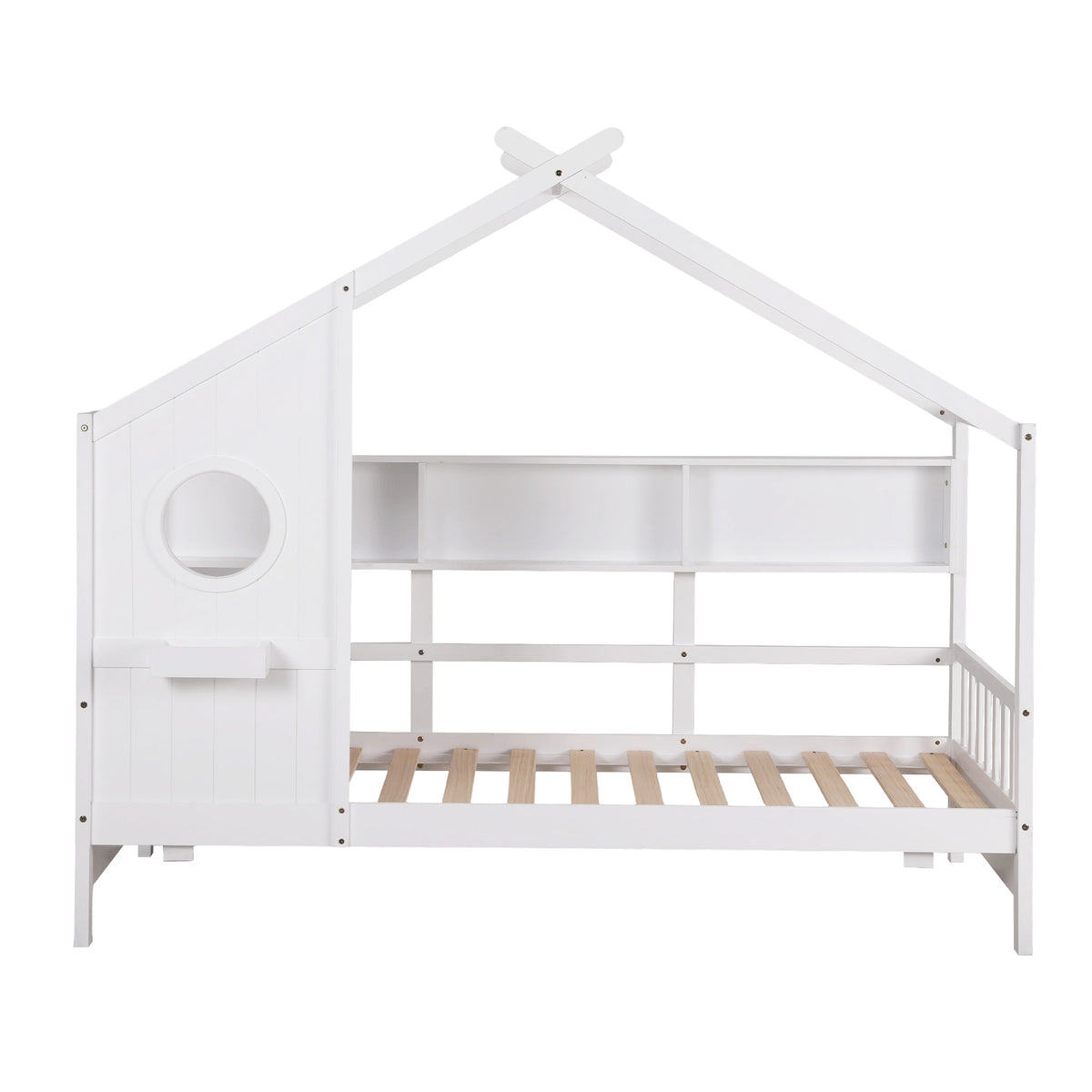Kids Single House Bed Frame | Solid Wood Montessori | White