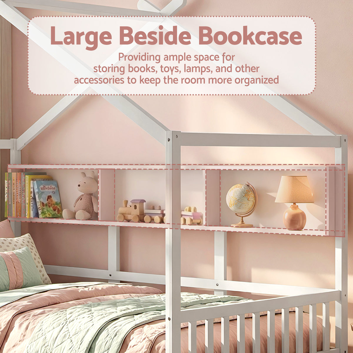 Kids Single House Bed Frame | Solid Wood Montessori | White