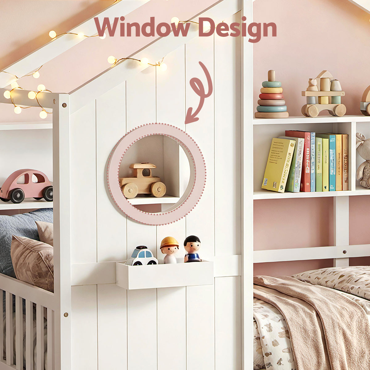 Kids Single House Bed Frame | Solid Wood Montessori | White