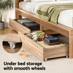 Artiss King Single Size Bed Frame with 2 Drawers Bedroom Furniture