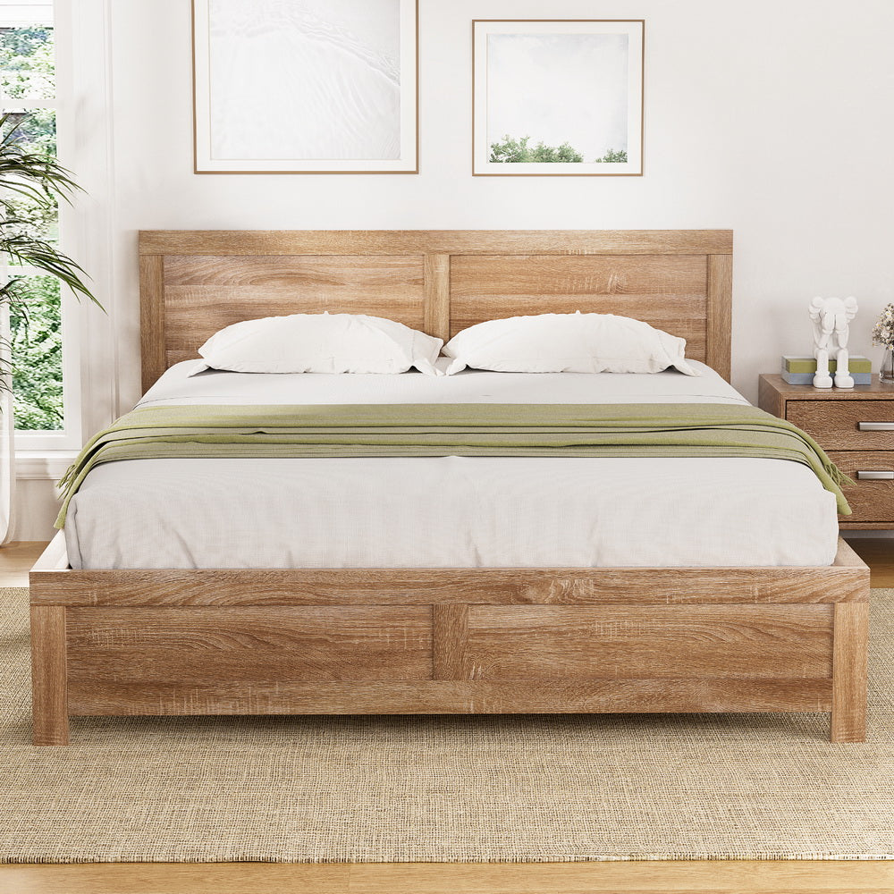 Artiss Bed Frame | Queen Size | Wooden Acacia | Oatmeal