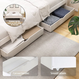 Bed Frame | Double Size Wooden Platform Bed with 2 Storage Drawers | White SOFIE
