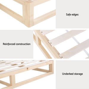 Bed Frame | King Size | Wooden Base | Mattress Platform | Timber Pine | KALAM