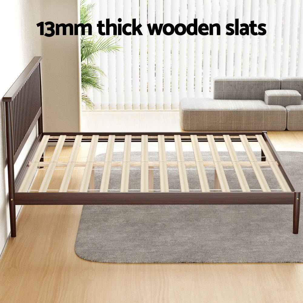 Bed Frame | King Size | Wooden Base | Mattress Platform | Timber Walnut | VISE