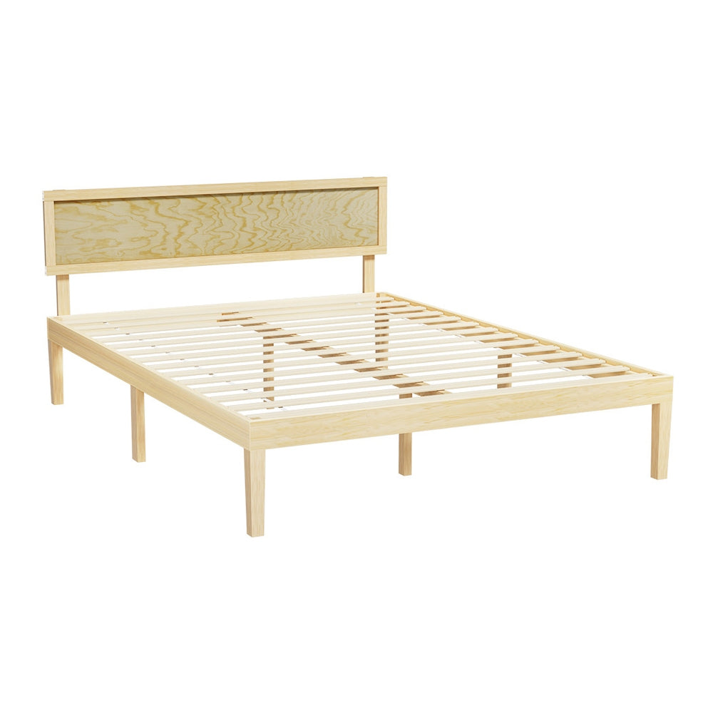 Bed Frame | Double Size | Wooden Base | Mattress Platform | Timber Pine | YUMI
