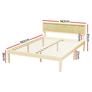 Bed Frame | Double Size | Wooden Base | Mattress Platform | Timber Pine | YUMI
