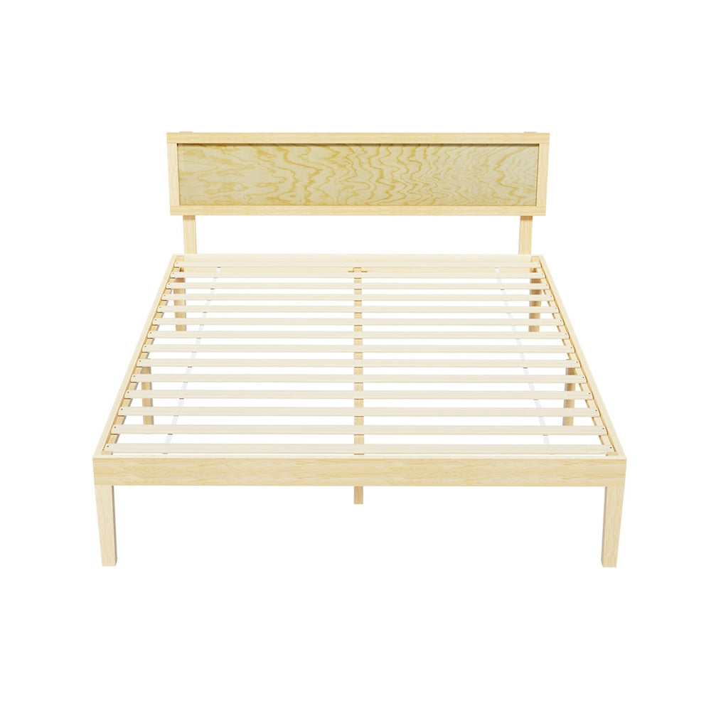 Bed Frame | Double Size | Wooden Base | Mattress Platform | Timber Pine | YUMI