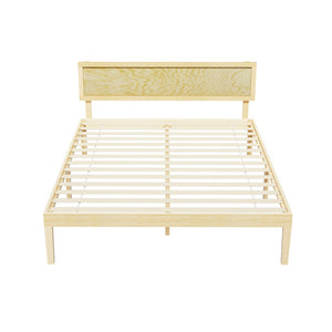 Bed Frame | Double Size | Wooden Base | Mattress Platform | Timber Pine | YUMI
