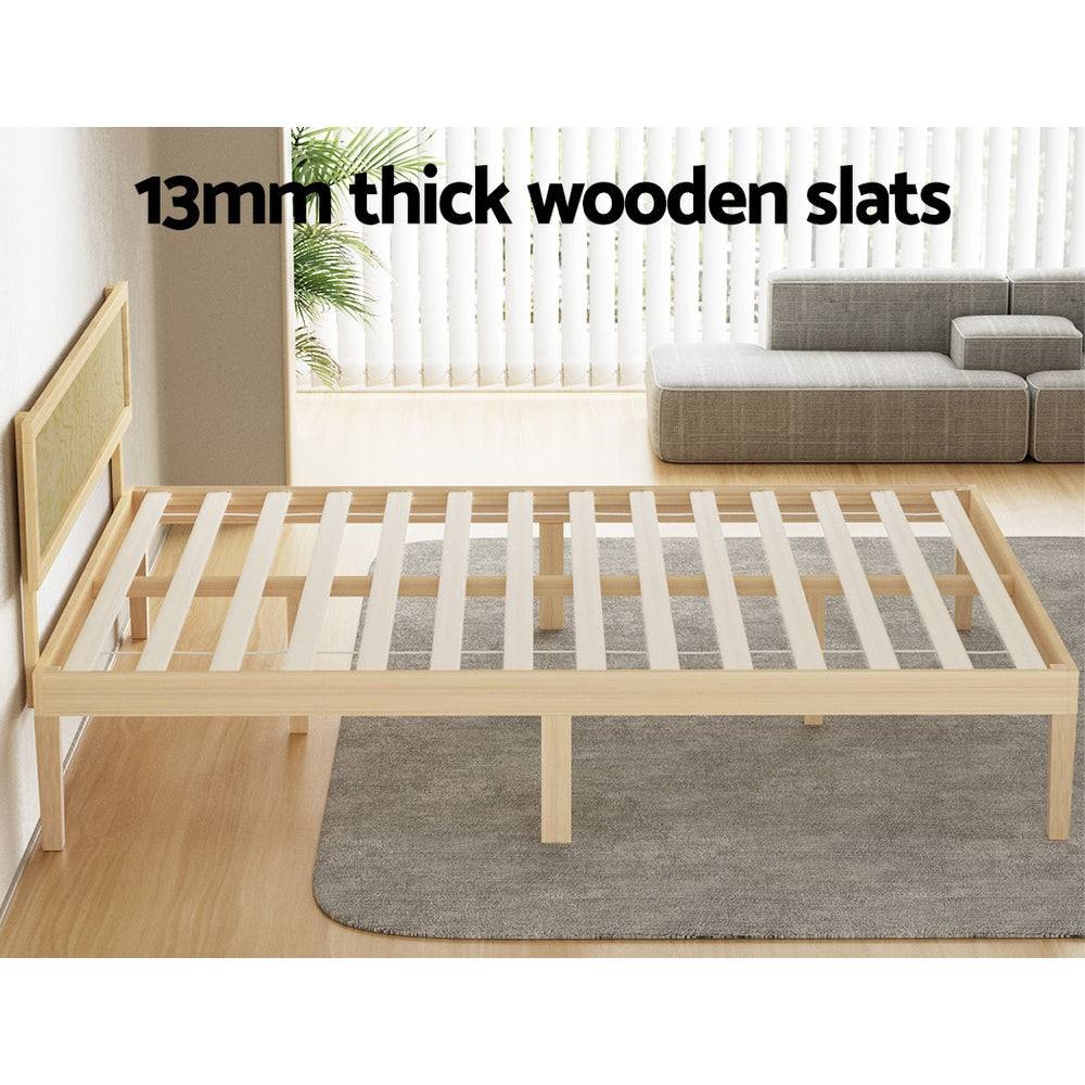 Bed Frame | Double Size | Wooden Base | Mattress Platform | Timber Pine | YUMI