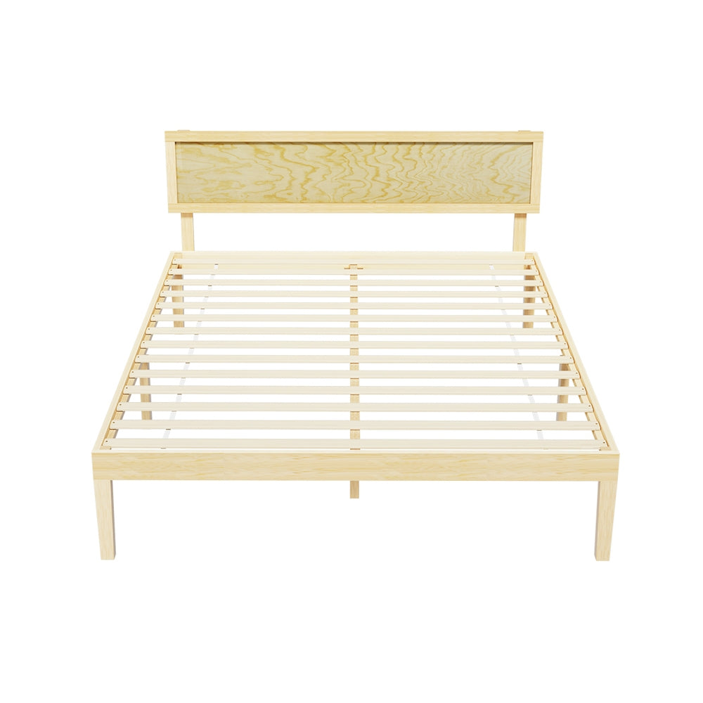 Bed Frame | Queen Size | Wooden Base | Mattress Platform | Timber Pine | YUMI