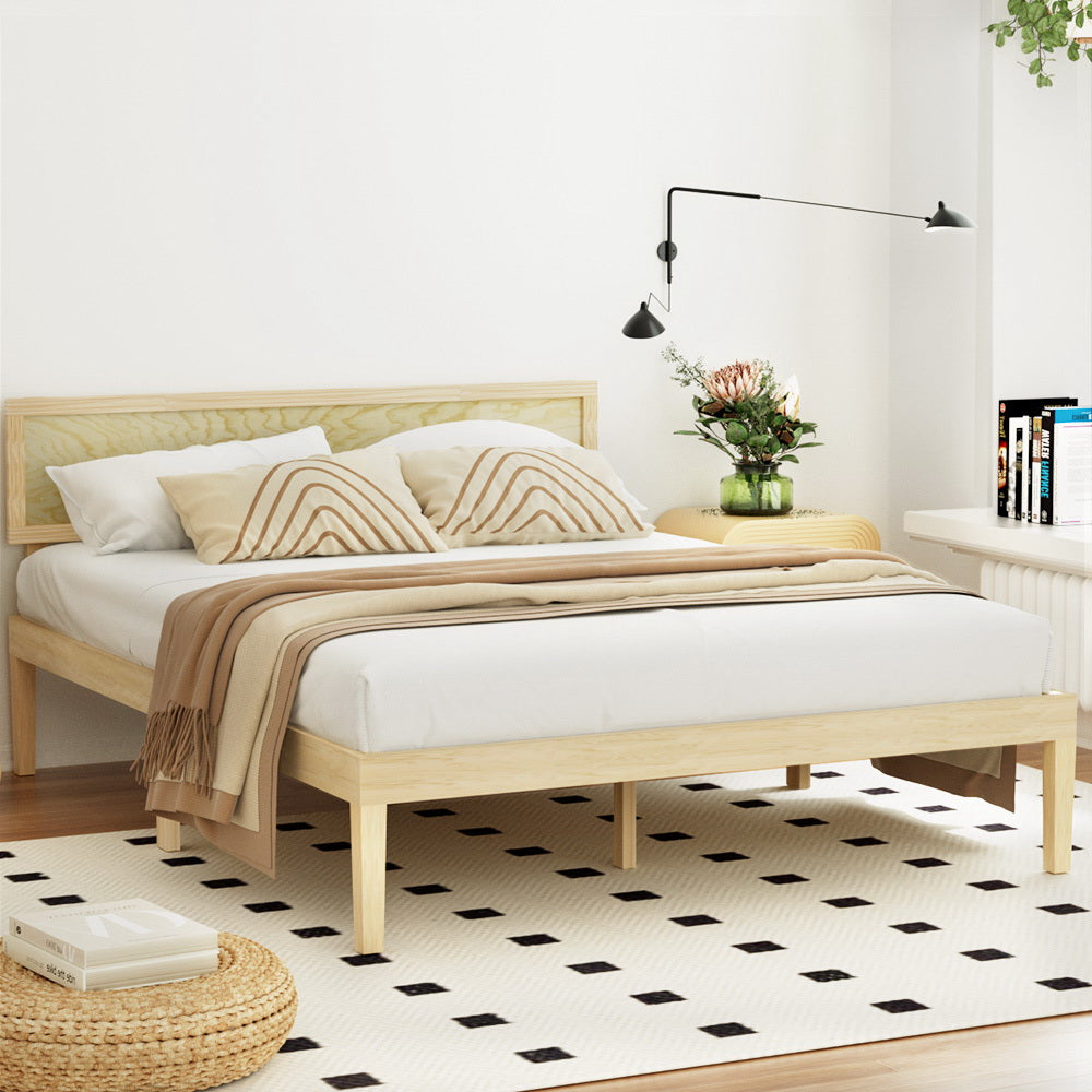 Bed Frame | Queen Size | Wooden Base | Mattress Platform | Timber Pine | YUMI