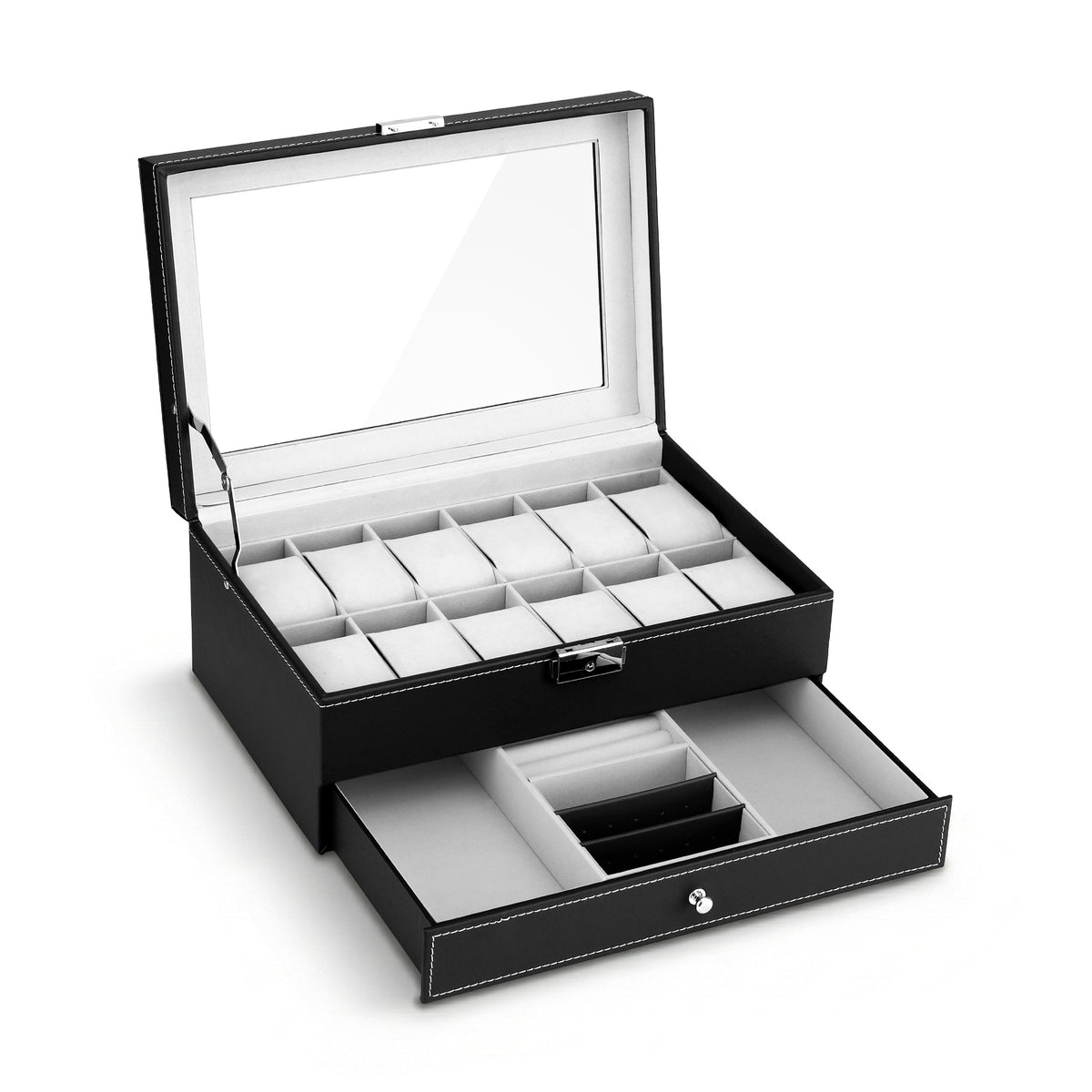 12-Slot Watch Storage Case | Display Organiser Box | Jewellery Holder (Set B)