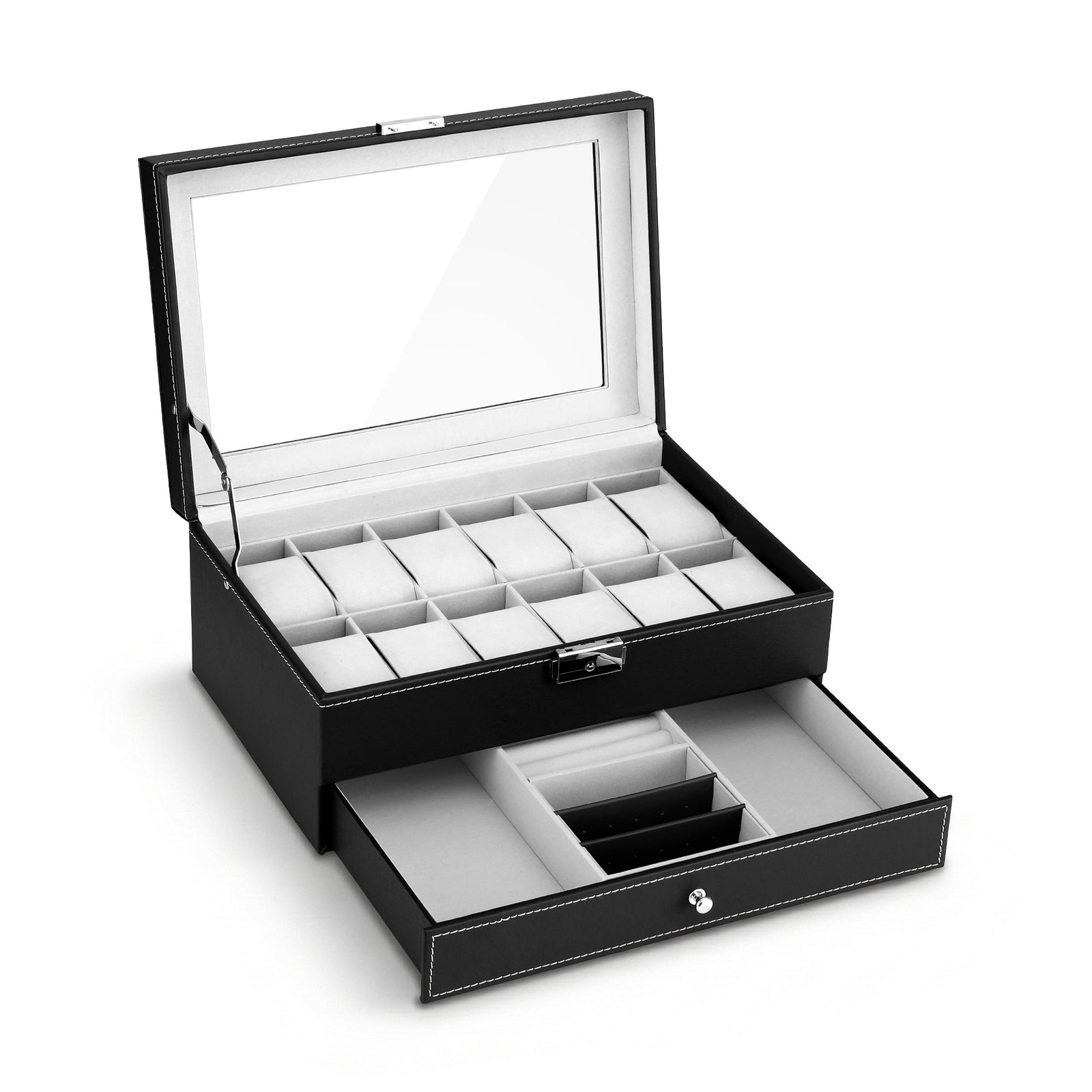 12-Slot Watch Storage Case | Display Organiser Box | Jewellery Holder (Set B)