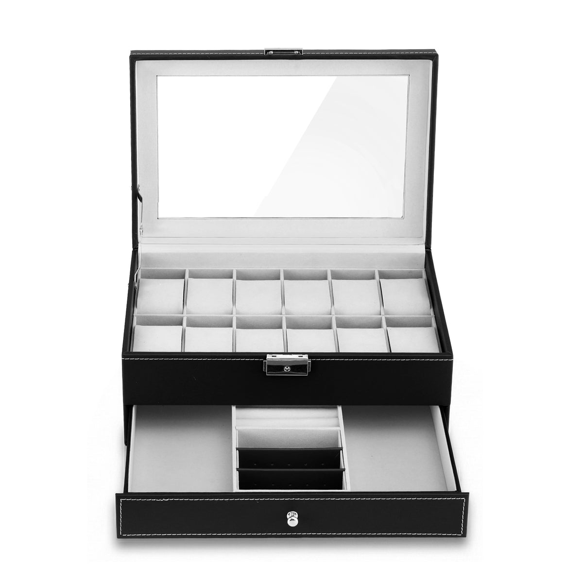12-Slot Watch Storage Case | Display Organiser Box | Jewellery Holder (Set B)
