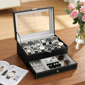 12-Slot Watch Storage Case | Display Organiser Box | Jewellery Holder (Set B)