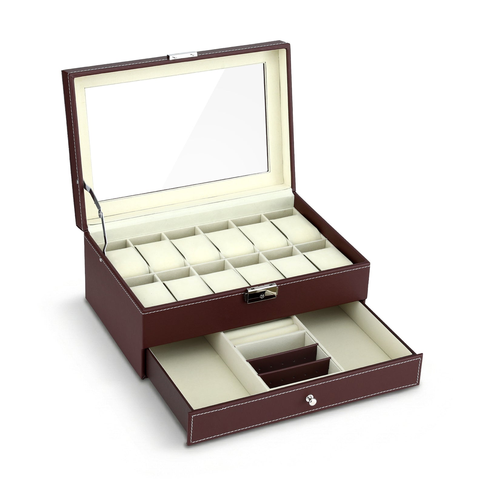 Watch Box Organiser | 12 Grids | Jewellery Storage Display Case (Set A)
