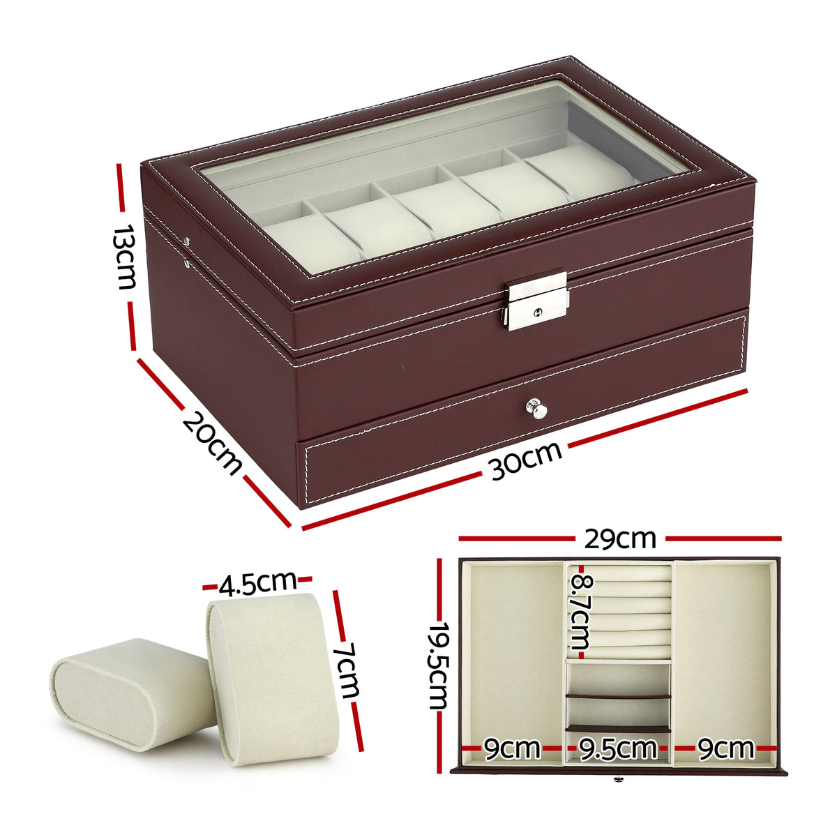 Watch Box Organiser | 12 Grids | Jewellery Storage Display Case (Set A)