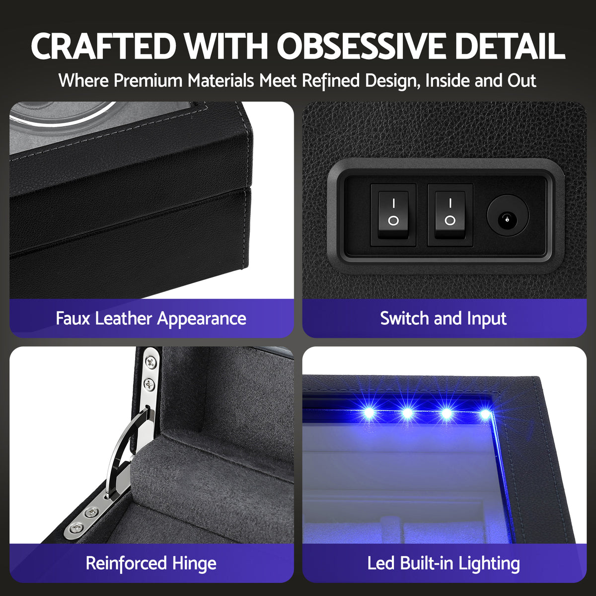 Automatic Watch Winder | Double | LED Display | Black