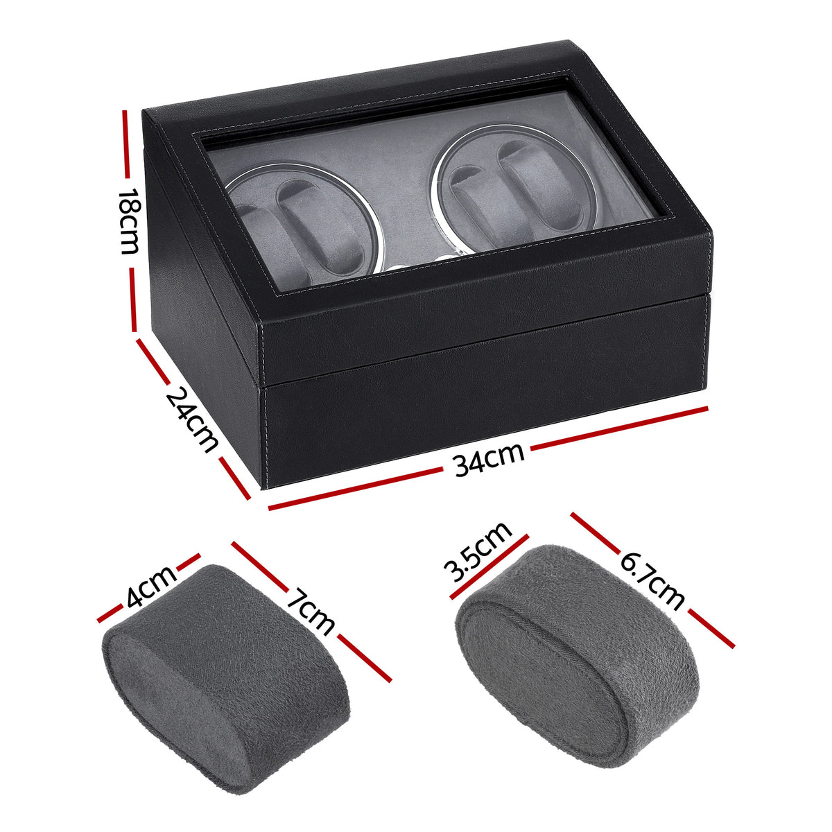 Automatic Watch Winder | Double | LED Display | Black
