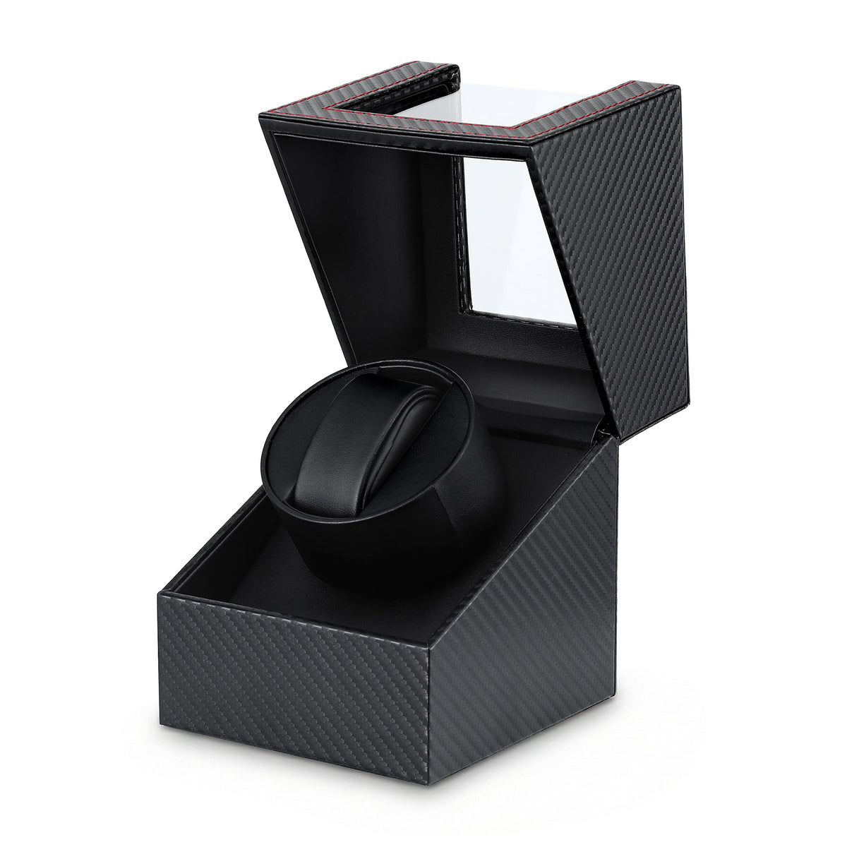 Single Watch Winder | Automatic Quiet Motor | Carbon Fibre Look | Black