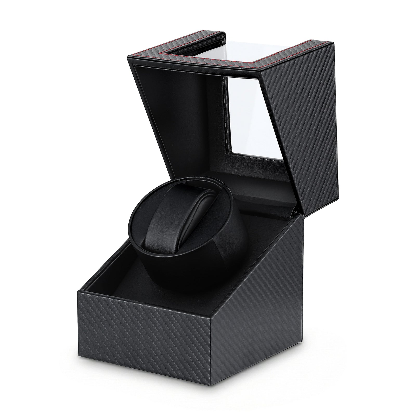 Single Watch Winder | Automatic Quiet Motor | Carbon Fibre Look | Black