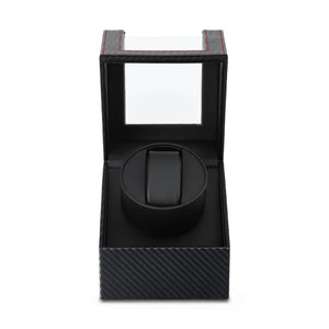 Single Watch Winder | Automatic Quiet Motor | Carbon Fibre Look | Black
