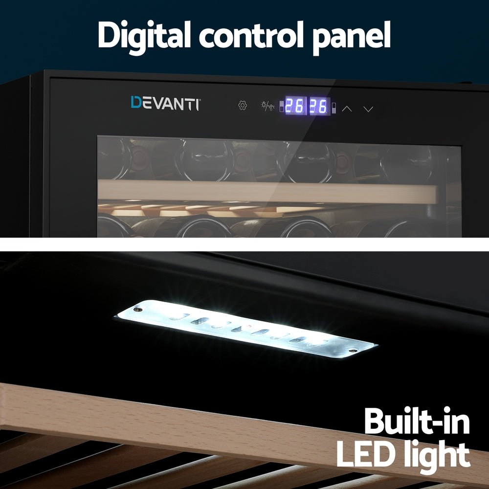 Devanti Wine Cooler Fridge | Compressor | Dual Zone | 80 Bottles