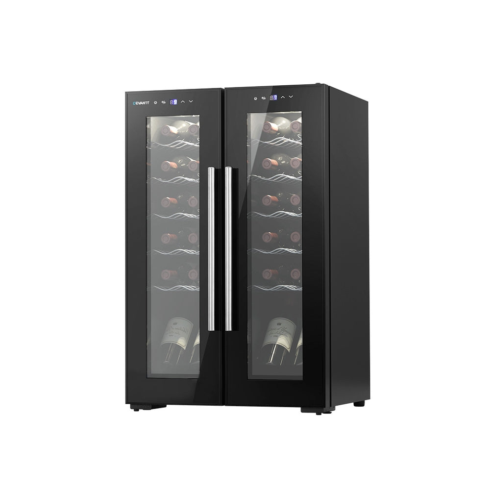 Devanti Wine Cooler Fridge | Dual Zone | 24 Bottles