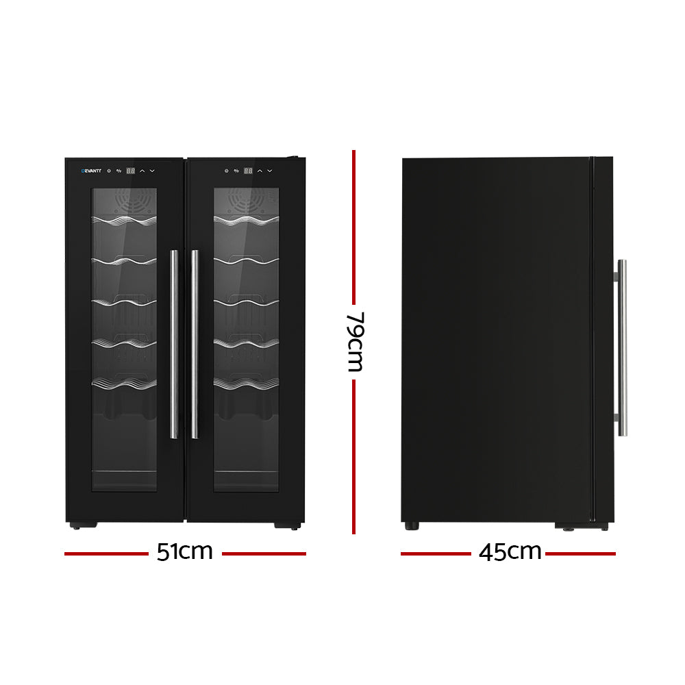 Devanti Wine Cooler Fridge | Dual Zone | 24 Bottles