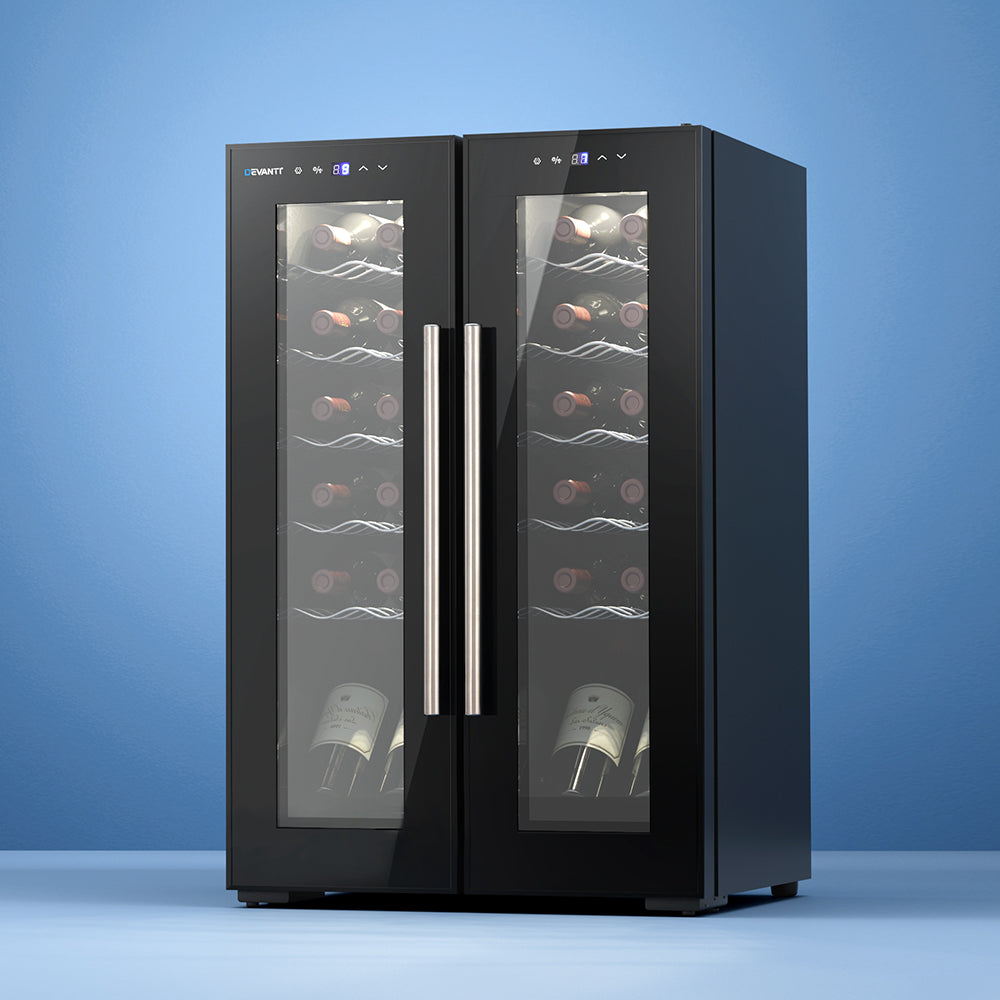 Devanti Wine Cooler Fridge | Dual Zone | 24 Bottles