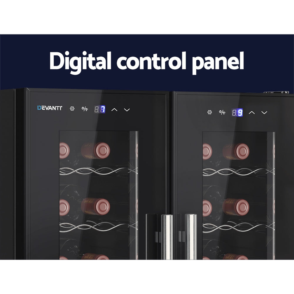 Devanti Wine Cooler Fridge | Dual Zone | 24 Bottles