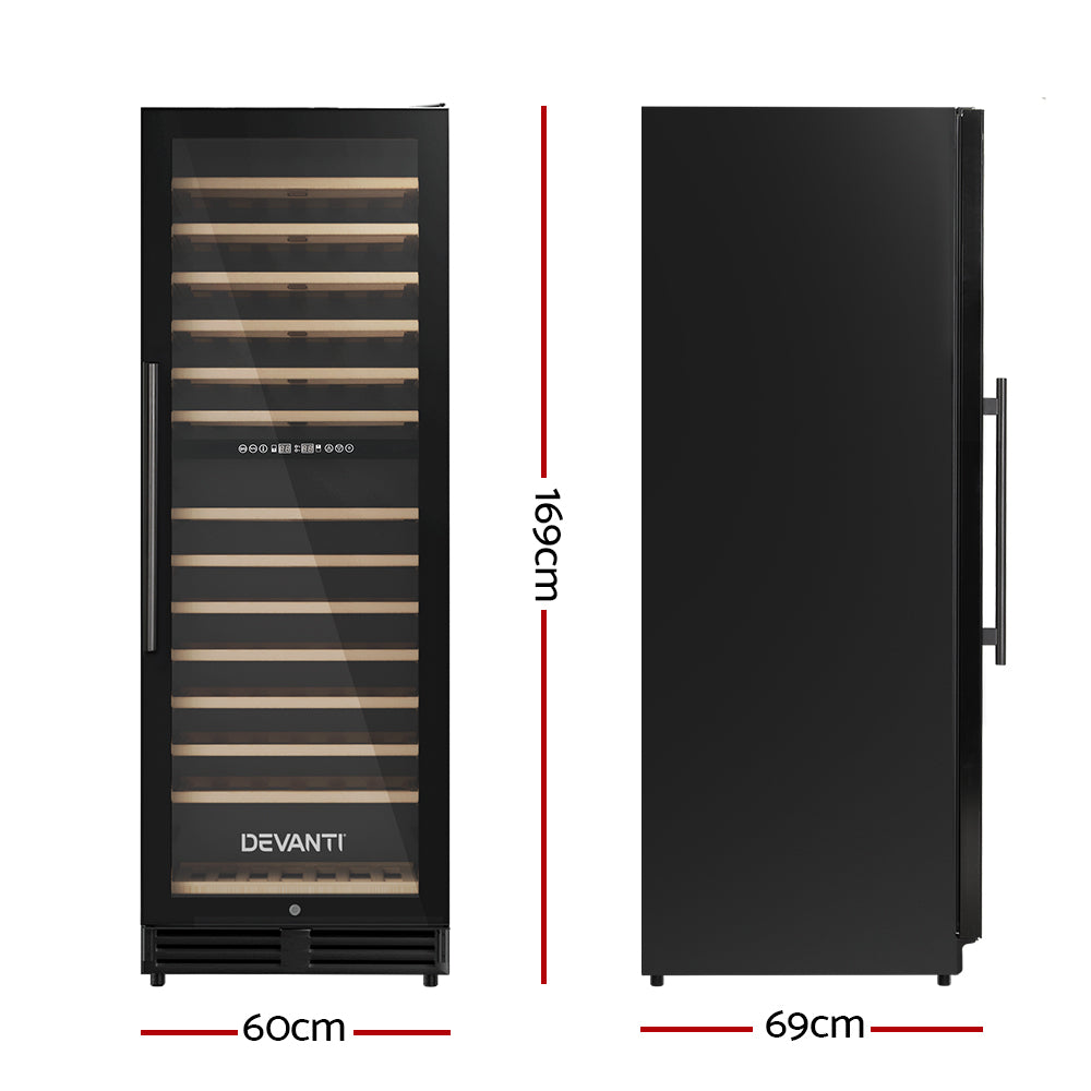 Devanti Wine Cooler Fridge | Dual Zone | 128 Bottles