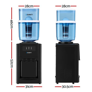 22L Devanti Water Cooler Dispenser | Bench Top | 3 Taps | Chiller Filter Purifier | Black
