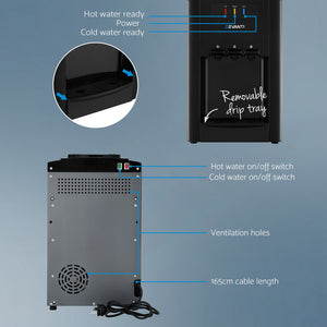 22L Devanti Water Cooler Dispenser | Bench Top | 3 Taps | Chiller Filter Purifier | Black