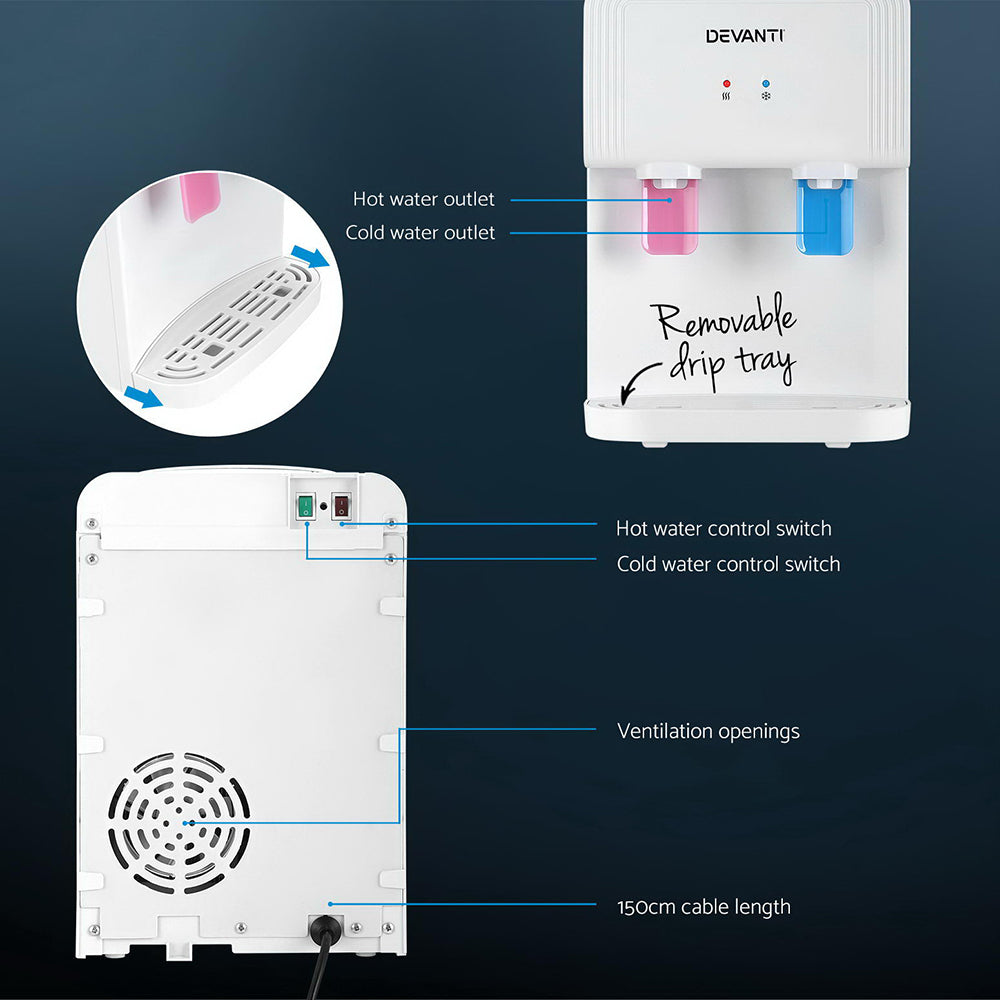 Devanti Water Cooler Dispenser | Bench Top | White