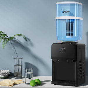 Devanti Water Cooler Dispenser | 22L | Bench Top | Chiller | Purifier | Filter | Hot | Cold | Black