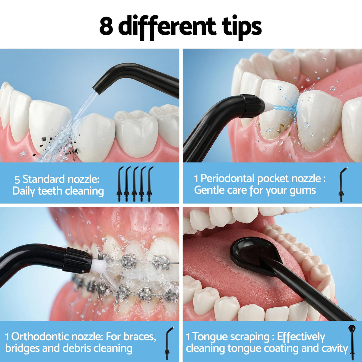 Cordless Water Flosser | Dental Oral Irrigator | Black