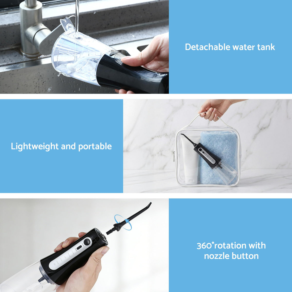 Cordless Water Flosser | Dental Oral Irrigator | Black